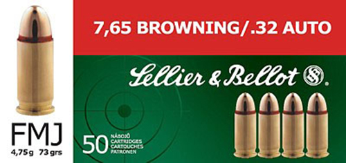 Sellier & Bellot 32 ACP 73gr Full Metal Jacket 50 Rd. Box-img-0