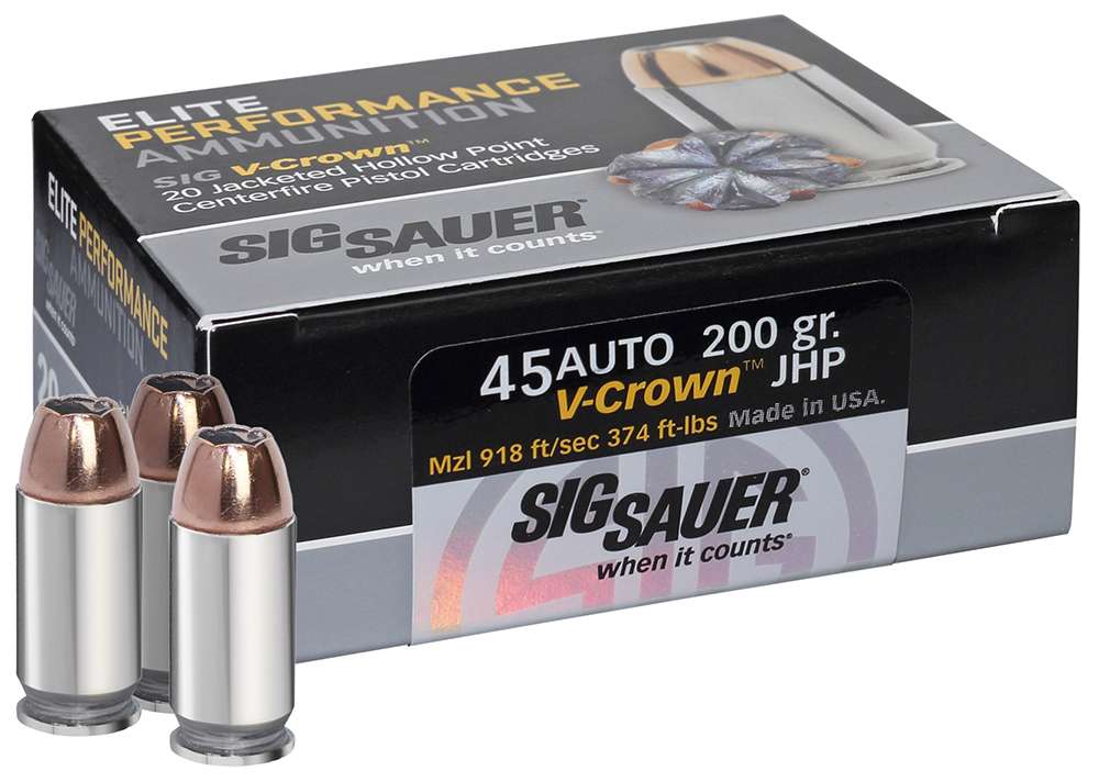 Sig Sauer Elite V-Crown 45 ACP 230gr Jacketed Hollow Point 20 Rd. Box-img-0