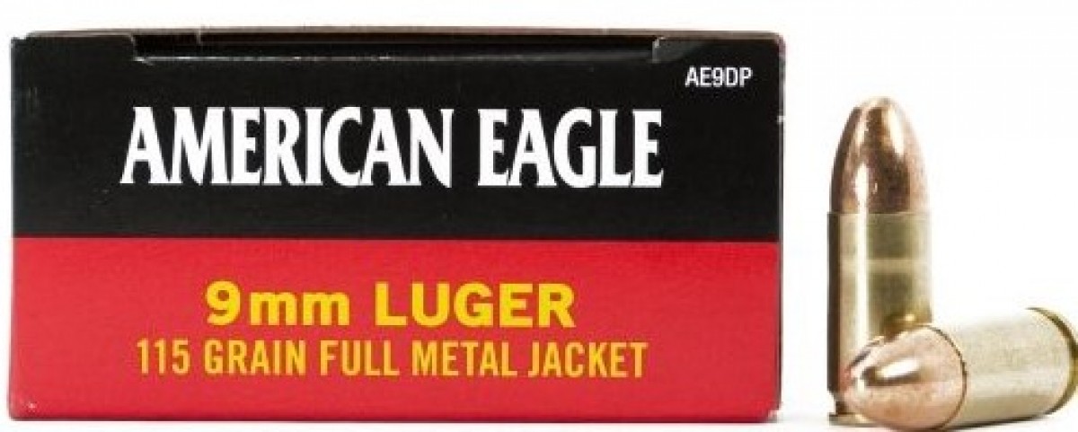 Federal American Eagle 9mm 115gr Full Metal Jacket 50 Rd. Box-img-0