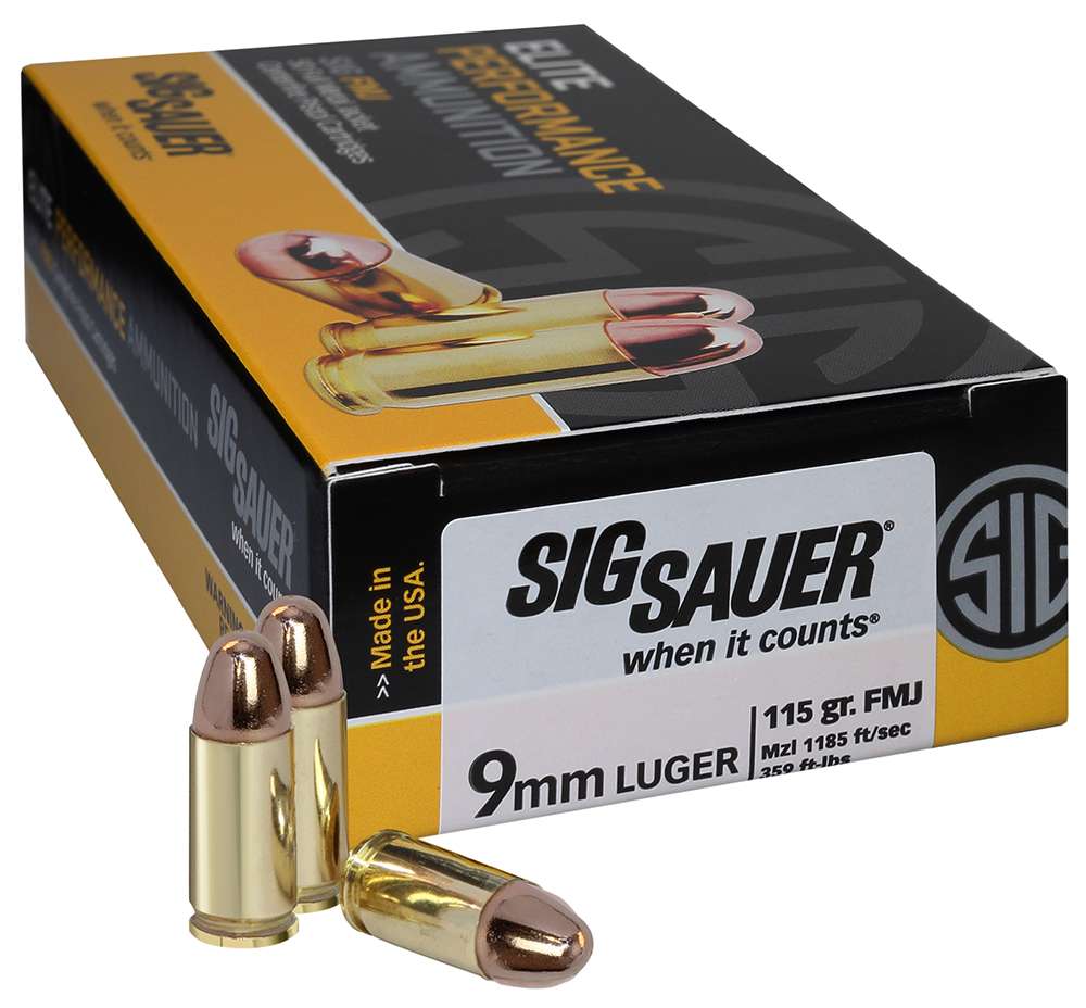 Sig Sauer Elite Ball 9mm Luger 115gr Full Metal Jacket 50 Rd. Box-img-0