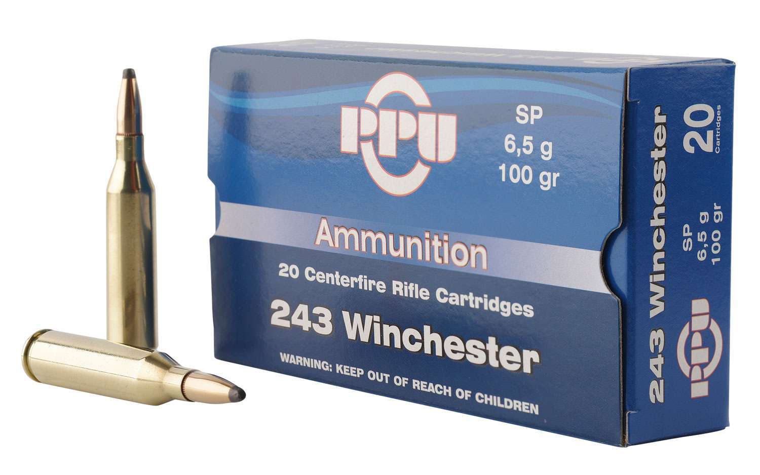 PPU Standard Rifle 243 Win 100gr Soft Point 20 Rd. Box-img-0