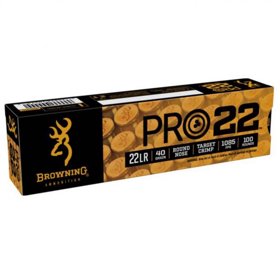Browning 22 LR Pro 22 40gr Lead Round Nose100 Rd. Box-img-0